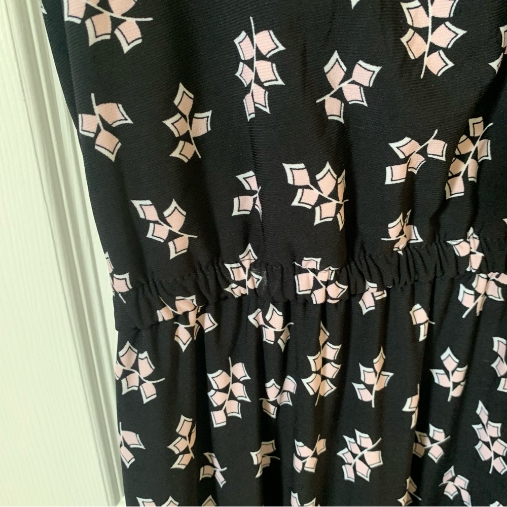 Anne Klein Sleeveless Dress w/Pockets Size 6 Lined Black w/Pink Print - Picture 3 of 11